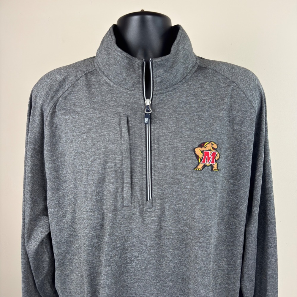 Cutter & Buck Maryland Terrapins 1/4 Zip Pullover Mens 2XLT Gray NCAA EUC